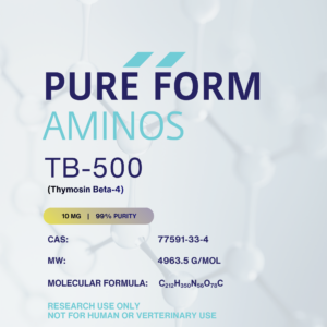 A card explaining the molecular breakdown of our TB-500 10mg product