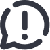 A dark icon of a speech bubble with an exclamation mark symbol in the center of it