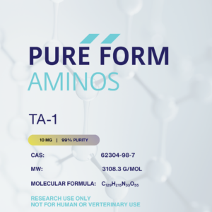 A card explaining the molecular breakdown of our TA-1 10mg product
